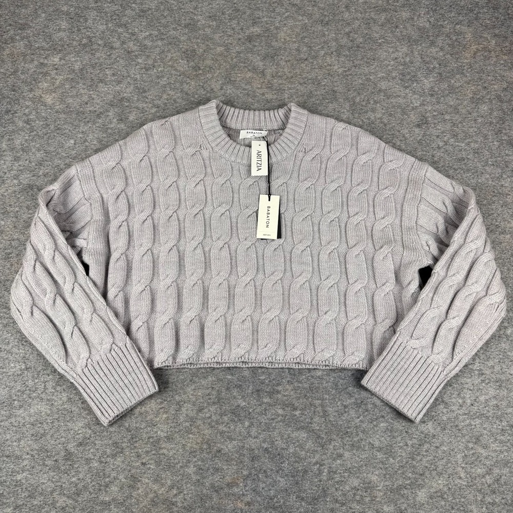 Aritzia Babaton Glory Oversized Wool Sweater Heather Chrome Gray Womens XS